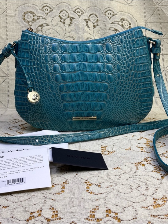 Brahmin Handbags - Brahmin Shayna Mermaid Green Melbourne Croc Embossed Leather